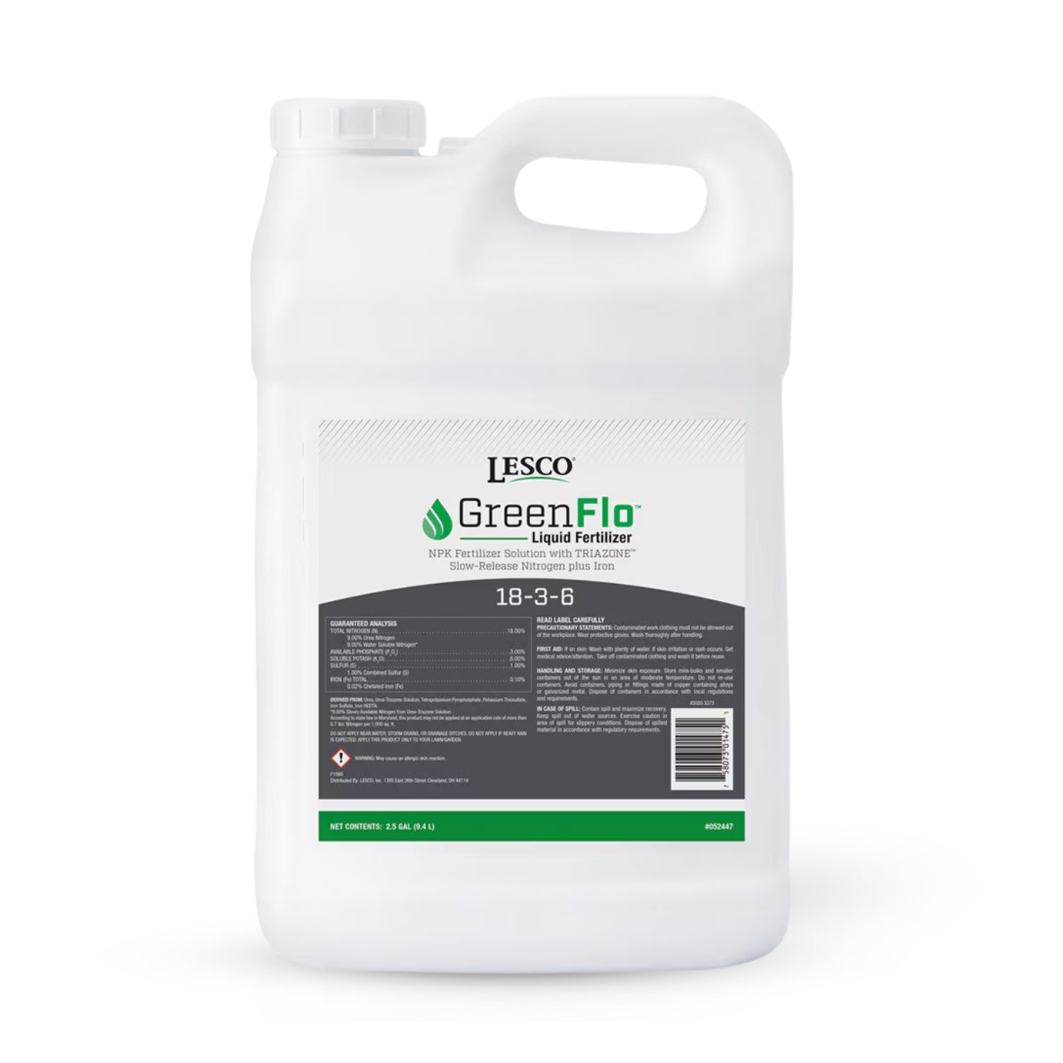 LESCO 18-3-6 Liquid Fertilizer - 50% Controlled-Release Nitrogen with Iron LESCO 18-3-6 Liquid Fertilizer - 50% Controlled-Release Nitrogen with Iron