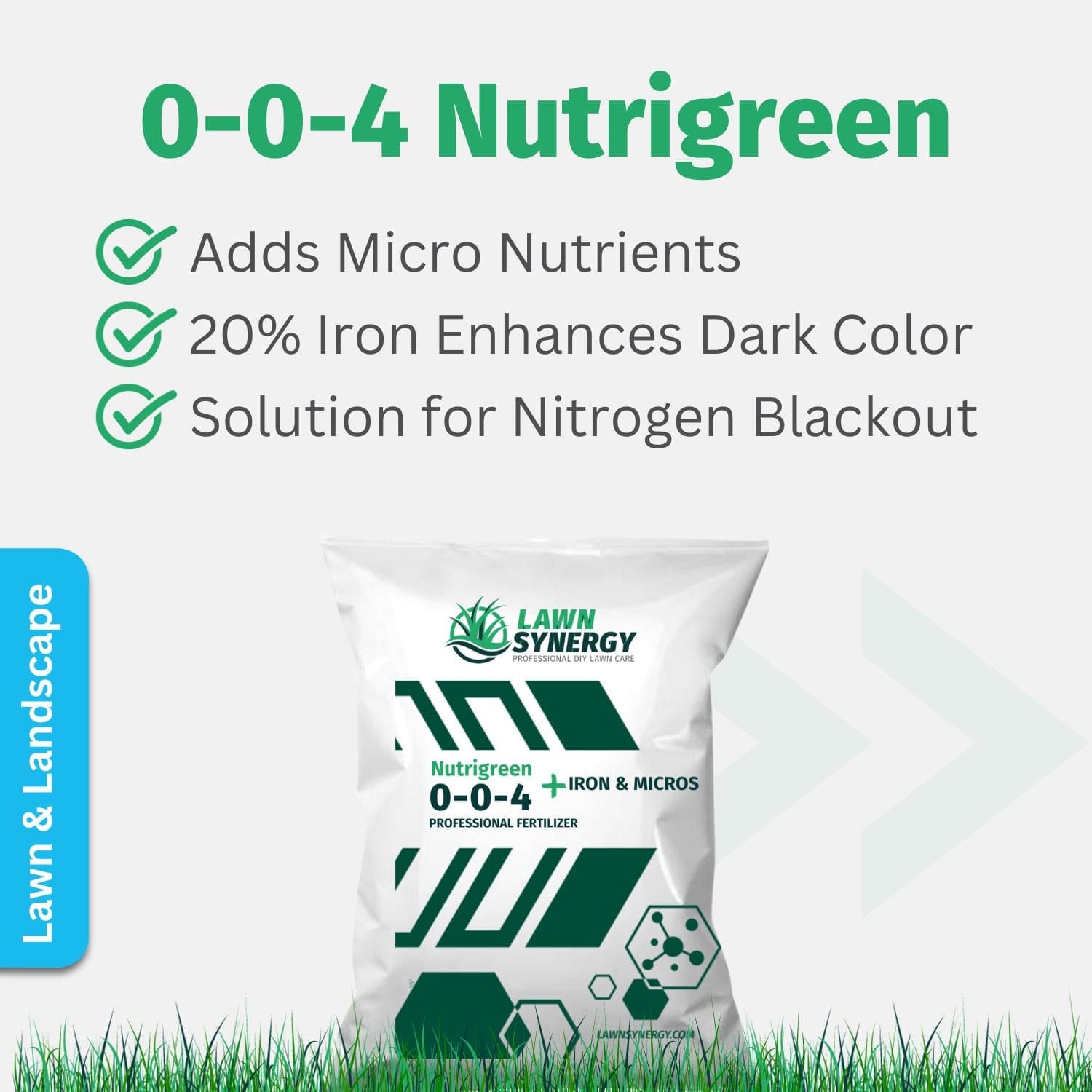 15+ Microgreen Lawn Fertilizer 0-0-4 NutriGreen Lawn Fertilizer - 20% Iron and Micros for Blackout