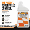 Turf Herbicide bottle with promotional text on a white background