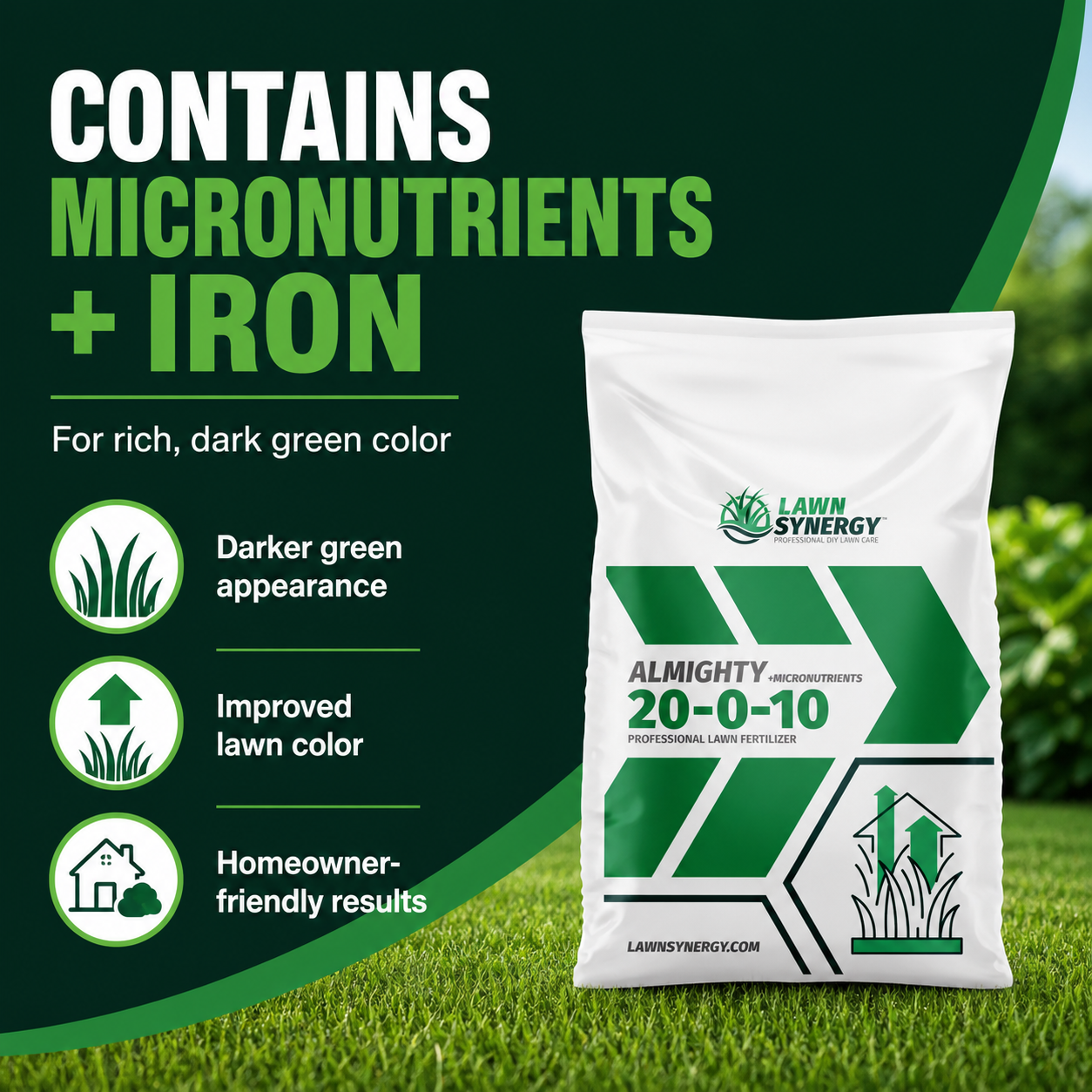 Almighty 20-0-10 Lawn Fertilizer features