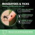 Product advertisement for mosquito and tick control with text and images of a mosquito and tick on skin.