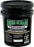 Black bucket of Deer Scram Professional Granular Deer Repellent on a white background