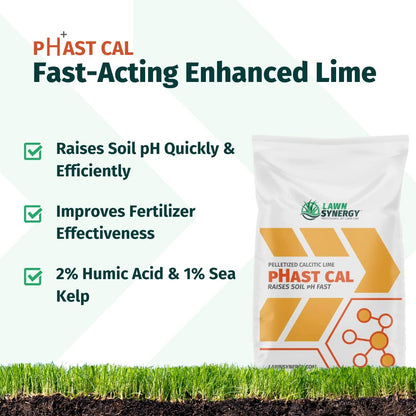 Lime product packaging with text highlighting features on a grass and soil background