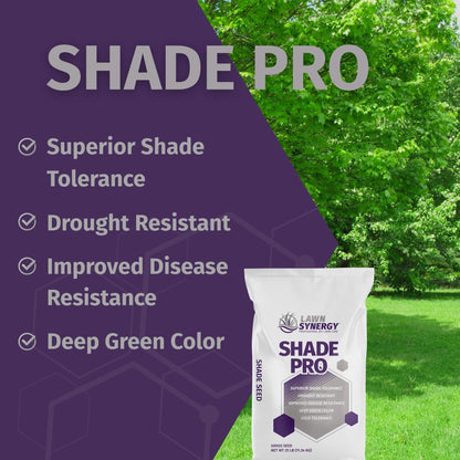 Shade Pro seed with product features on a green background