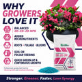 Lawn Synergy plant food package with a potted plant and text highlighting benefits
