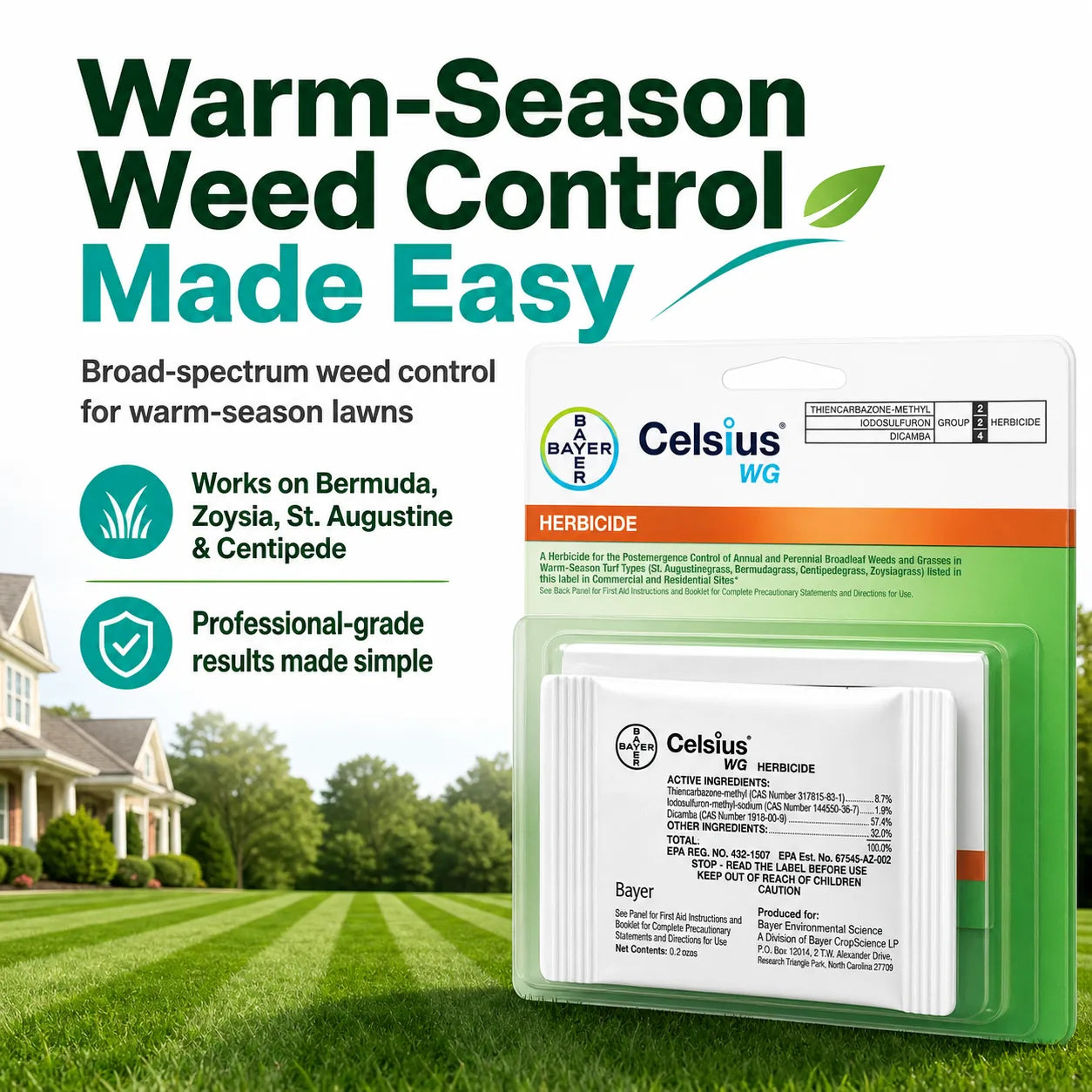 Celsius WG Herbicide WarmSeason Lawn Weed Control
