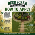 Instructions on how to apply Deer Scram Professional product around a garden and along a path.