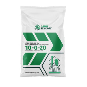 Lawn Synergy Emerald fertilizer bag on a white background