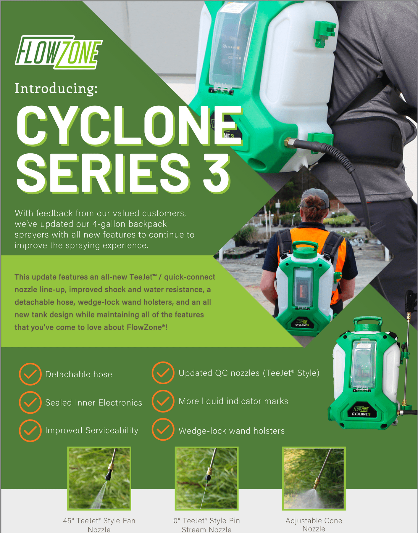 FlowZone Cyclone 3 Battery Backpack Sprayer - 5 Gallon