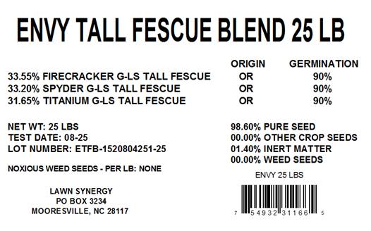 Envy Tall Fescue Grass Seed label