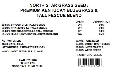 North Star Grass Seed label with product details on a white background