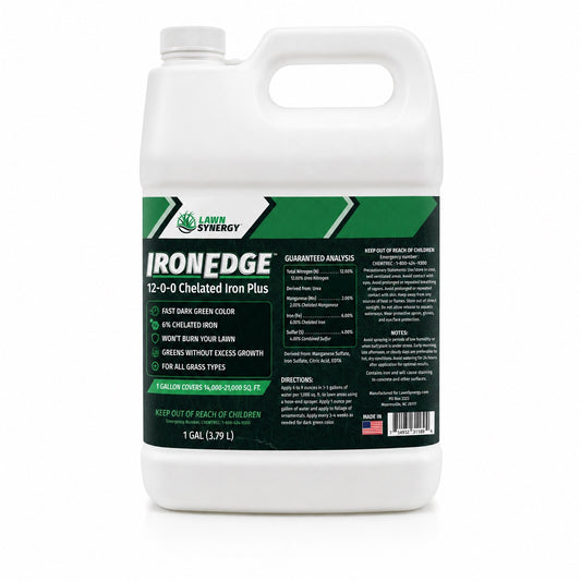 Iron Edge liquid 12-0-0 chelated iron for lawns