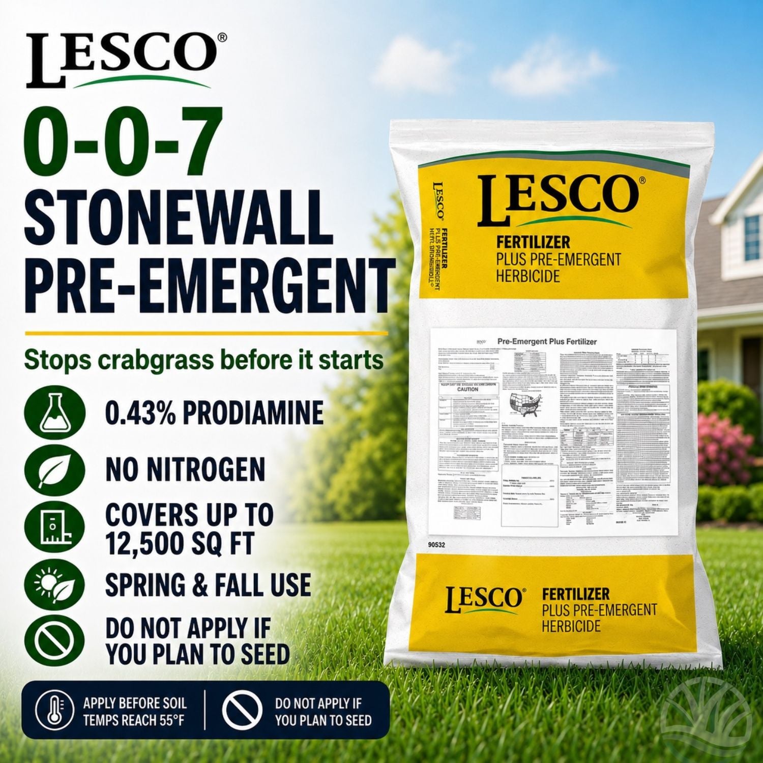pre emergent herbicide fertilizer LESCO 0-0-7 Pre-Emergent Fertilizer Stonewall 0.37%