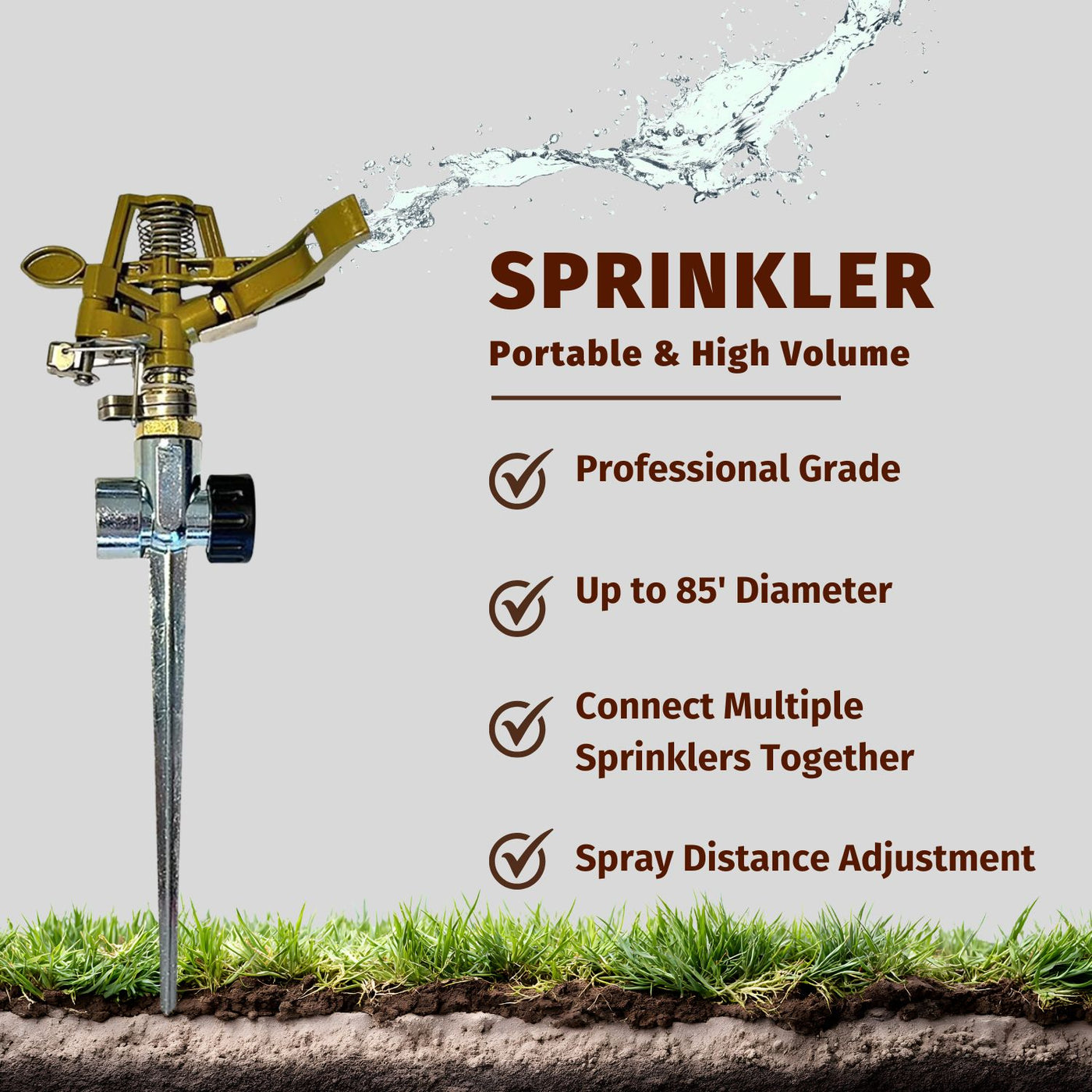 garden sprinkler sprayer Impact Sprinkler with Flow-Through Spike
