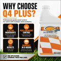 Q4 Plus weed control product with features highlighted on a grassy background