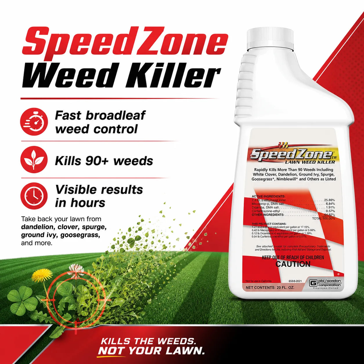 SpeedZone Weed Killer for Lawns - Fast Broadleaf Weed Control